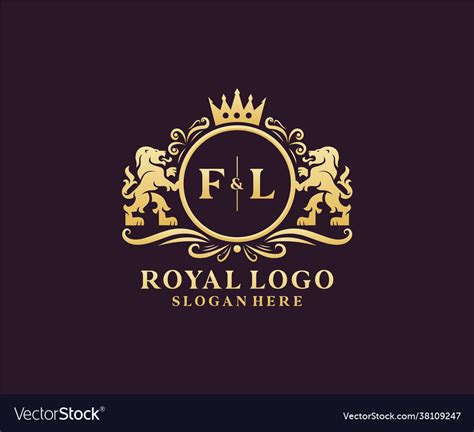 Initial Fl Letter Lion Royal Luxury Logo Template Vector Image