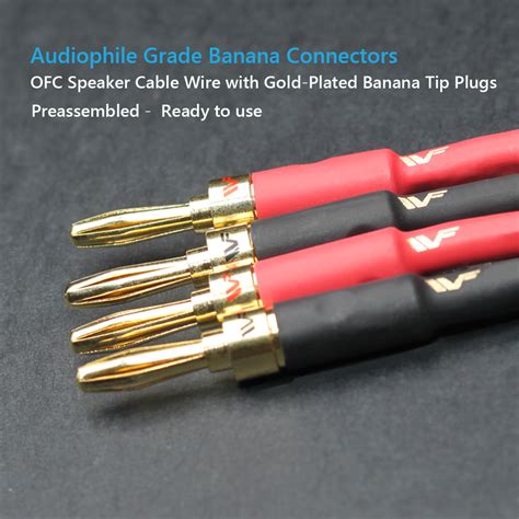 2 Pack High End Pure Copper Hifi Ofc Speaker Wire Cable With Banana Pl