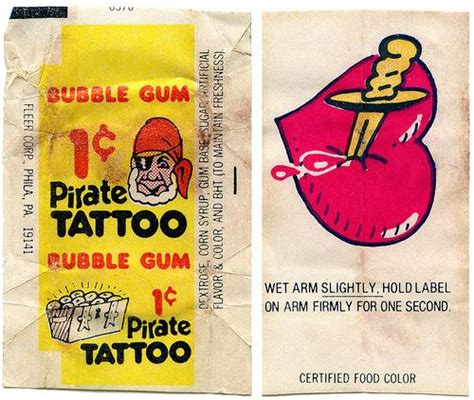 Pirate Tattoo Bubble Gum I Remember The Long Walks To The Corner Shop