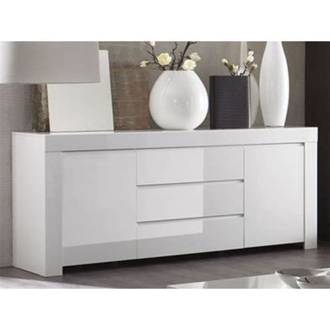 Buffet Laqué Blanc Moderne 2 Portes et 3 Tiroir Achat Vente buffet