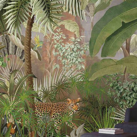 Papier Peint Panoramique Jungle And Léopard Muralconcept