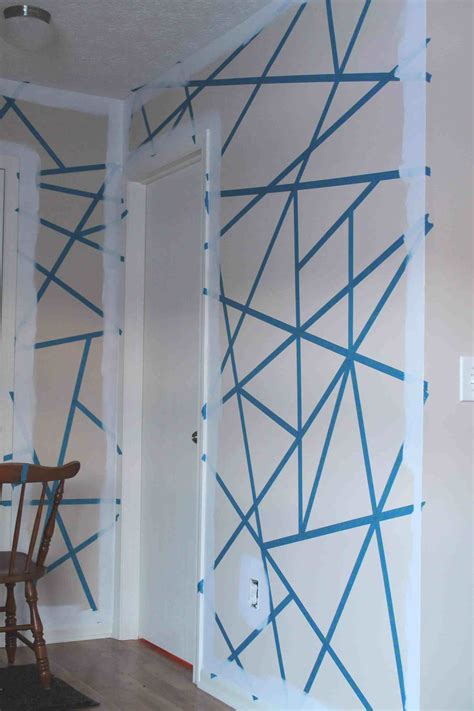 DIY Painter S Tape Accent Wall Geometric Wall Paint Accent Wall