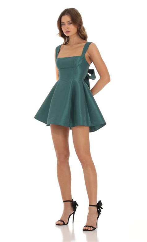 Foxie Taffeta Fit And Flare Dress In Teal LUCY IN THE SKY