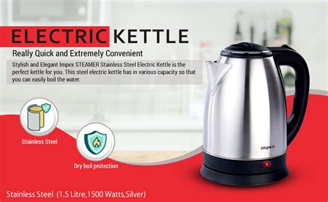 Impex Steamer 15 Litre Stainless Steel Electric Kettle 1500 Watts