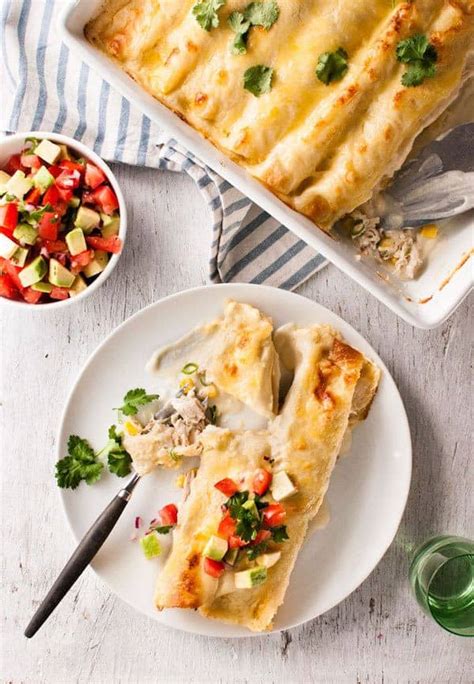 Creamy White Chicken Enchiladas Recipetin Eats