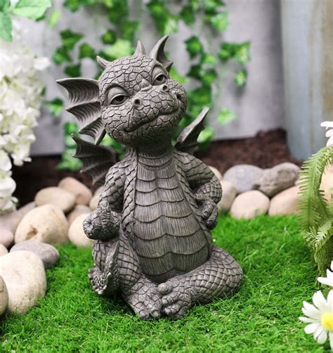 Keep Off Rude Baby Dragon Sitting Statue 10"H Fairy Garden Decor - Walmart.com - Walmart.com