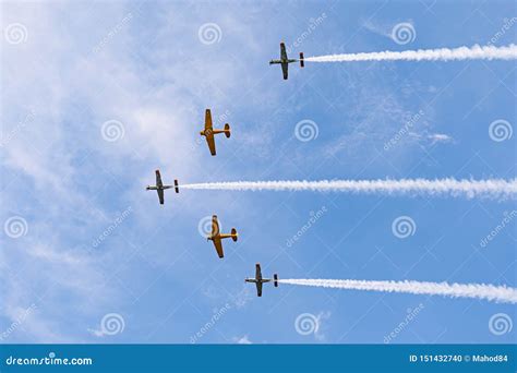 Airplanes on Airshow. Aerobatic Team Performs Flight at Air Show in ...