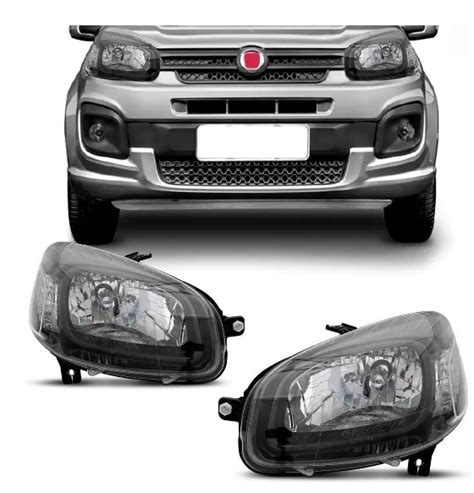 Farol Fiat Uno 2015 2016 2017 2018 Mascara Negra Barcelona Auto Partes