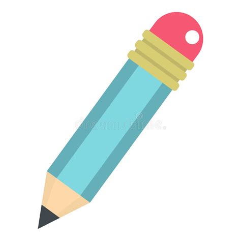 Blue Sharpened Pencil With Eraser Icon Isolated Stock Vector