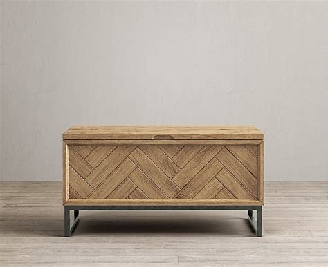 Herringbone Solid Oak Blanket Box Oak Furniture Superstore