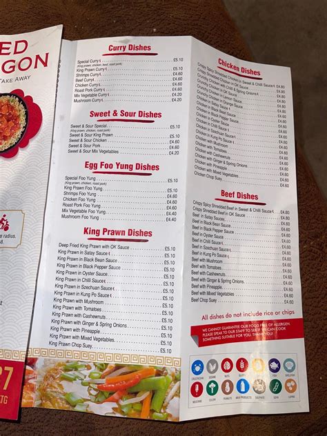 Menu At Red Dragon Fast Food Huddersfield