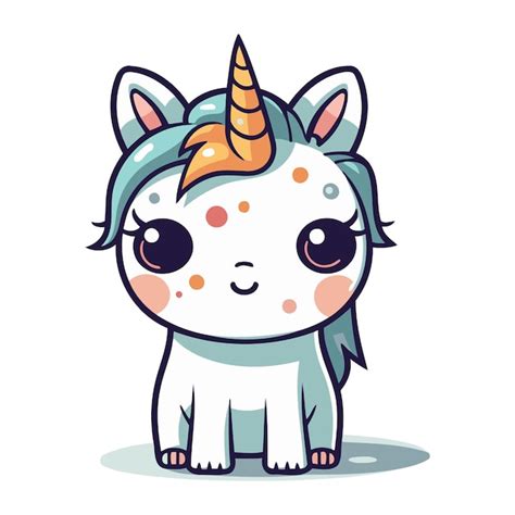 Cute Cartoon Einhorn Isoliert Auf Weißem Hintergrund Vektor