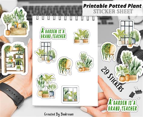 Printable Potted Plants Sticker Sheet Home Plants Printable Stickers