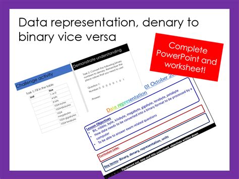 Computer Science Data Representation Units Binary To Denary Viceversa