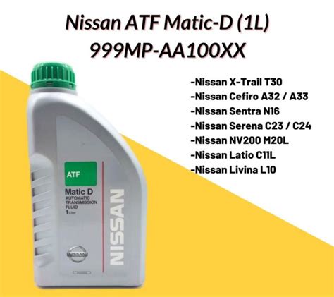 Nissan Matic D Automatic Transmission Fluid Atf 1 Litre Lazada