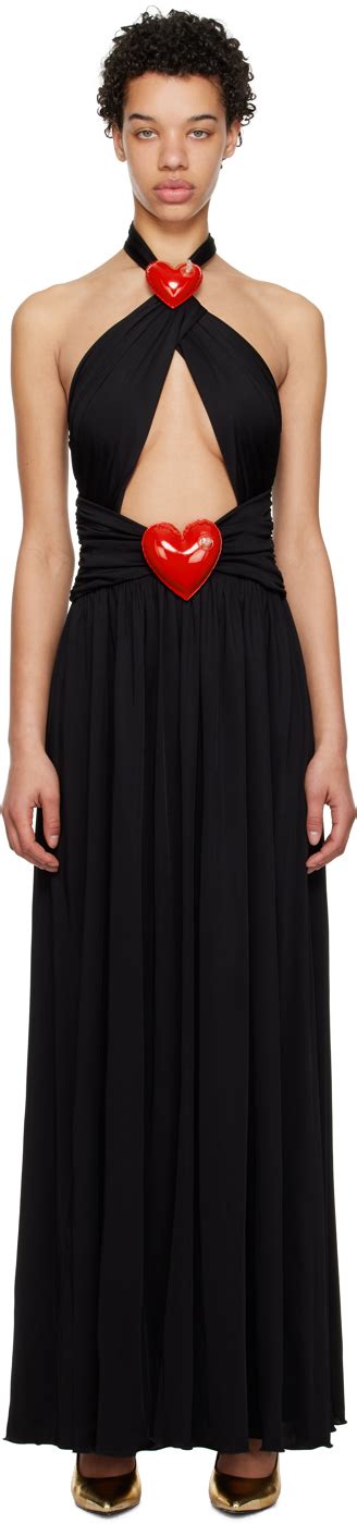 Black Inflatable Heart Maxi Dress By Moschino On Sale