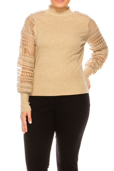 Sioni Ruffle Mock Neck Long Sleeve Sweater Top