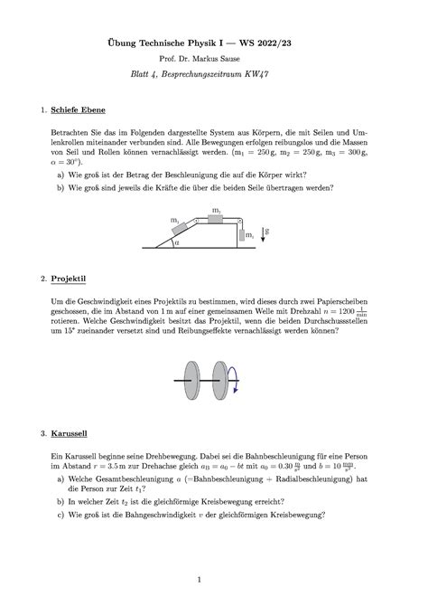 Blatt 04 Übungsaufgaben zur technischen Physik 1 aus dem