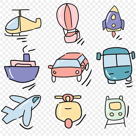 Doodle Set Png Image Cute Lineart Doodles Of Transportation Icon Set