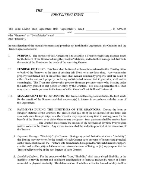 Printable Living Trust Forms