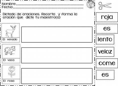 Maravillosas Fichas De Dictado Para Formar Oraciones Para Primer Y