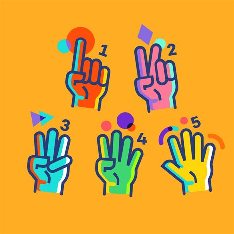 Number Hand Vector Hand Gesture Count 1 2 3 4 And 5 Vector Icon