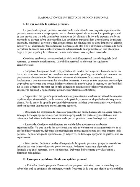 Elaboración De Un Texto De Opinión Personal Pau 2014 Pdf Razonamiento Inductivo Epistemología