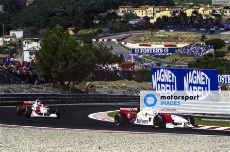 David Coulthard Mclaren Mp B Mercedes Leads Mika H Kkinen Mclaren