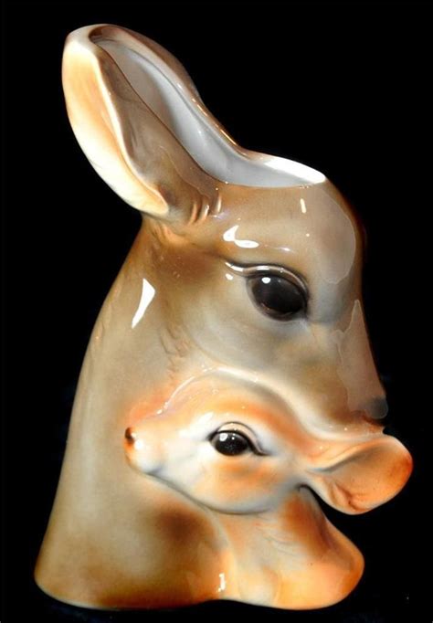 Vintage Royal Copley Deer Doe Fawn Head Vase Planter Pottery