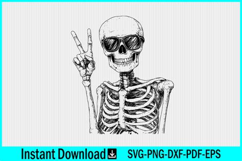 Funny Skeleton Peace Sign Svg Clipart Graphic By Craftabledesign