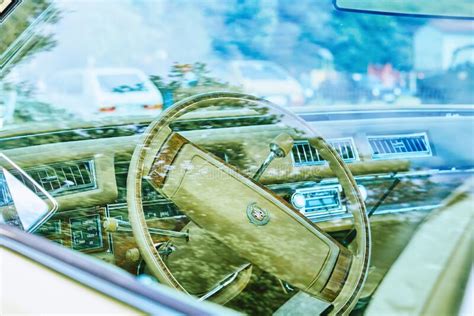 Retro Car Dashboard With Srteering Wheel Cadillac Eldorado Biarittz