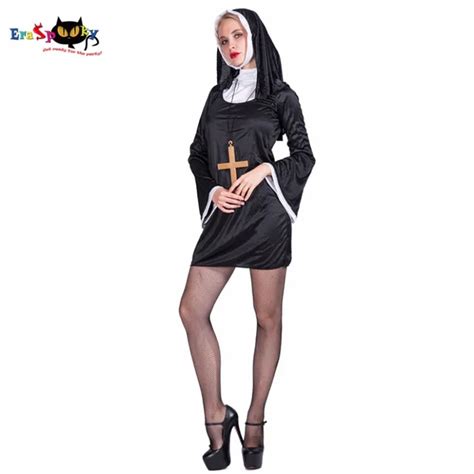 Women Sexy Black Slutty Nasty Blonde Sister Hot Nun Costume Cosplay Party Fancy Dress For Female