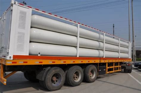 China Cng Helium Hydrogen 10 Jumbo Tubes Skid Container Semi Trailer