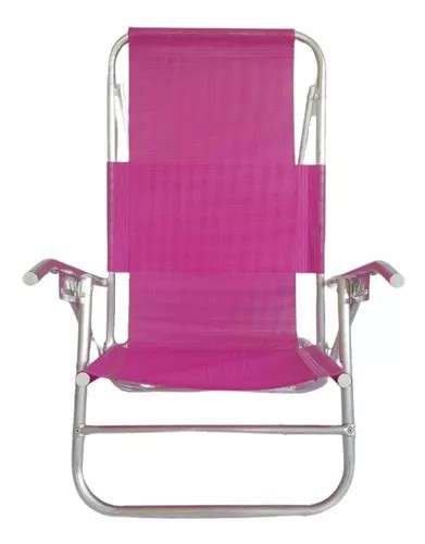 Reposera Aluminio Playa Plegable 5 Posiciones Fucsia En Venta En Mar