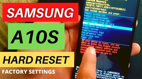 Samsung Galaxy Phone Hard Reset Samsung A10s Hard Reset Youtube