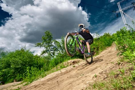 Mountain Bike Cyclist Doing Wheelie Stunt on a Mtb Bike Editorial Image - Image of bike ...