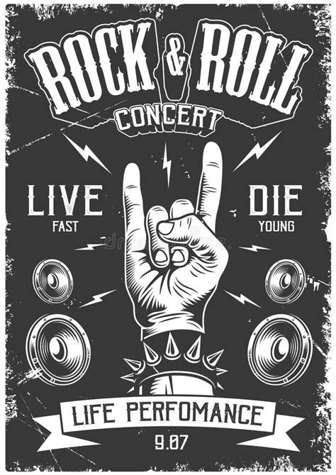 Rock And Roll Poster Stock Vector Illustration Of Flat 116859466