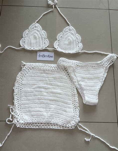 Malibu Crochet Set White Ittybittykinis