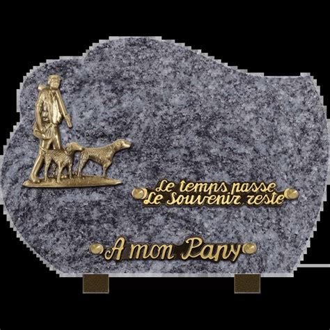 Plaque funéraire granit Nuage Chasseur 25x18cm moyen