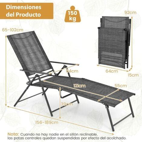 Costway Tumbona Jardin Exterior Tumbona Plegable Con Respaldo De