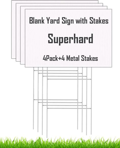 4 Pack Blank Yard Signs With Metal Stakes 17x12 Inches Corrugated Plastic Lawn Yard