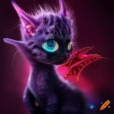 Adorable Kitten With A Dragon Inspired Appearance On Craiyon