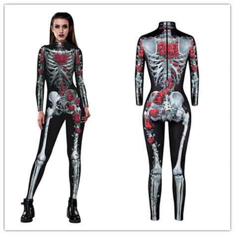 3D Printed Skull Skeleton Jumpsuit Catsuit Sexy Cosplay Costumes