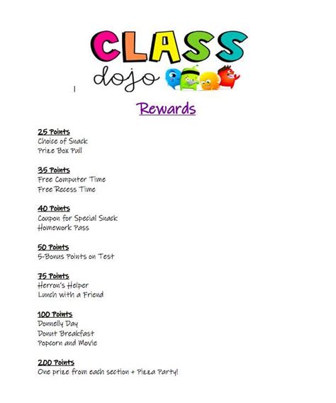 Class Dojo Rewards