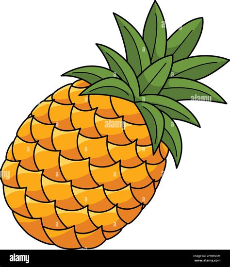 Piña Fruta Dibujos Animados Coloreados Clipart Imagen Vector de stock