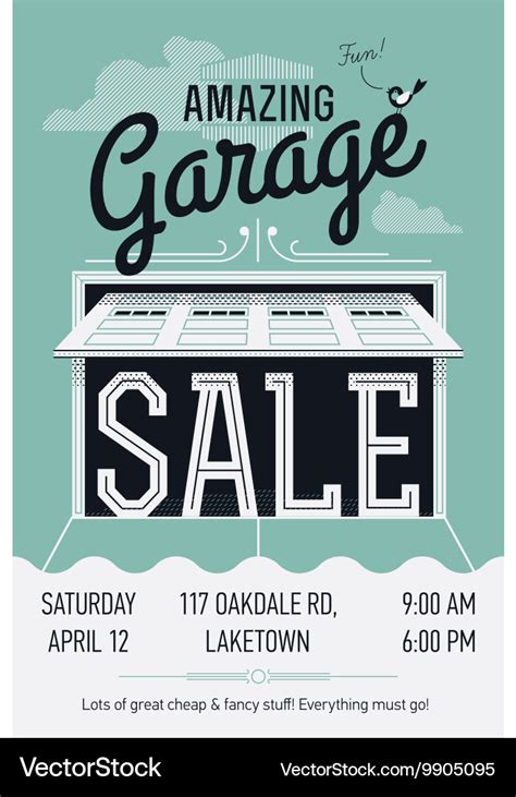 Garage Sale Poster Royalty Free Vector Image Vectorstock