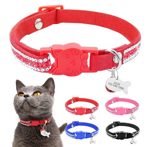 Quick Release Custom Cat Collar Engraved Name Tag Bell Collar ...