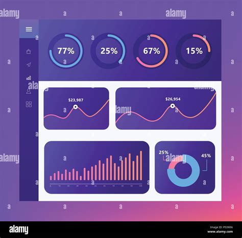 Infographic Dashboard Template With Flat Design Graphs And Charts