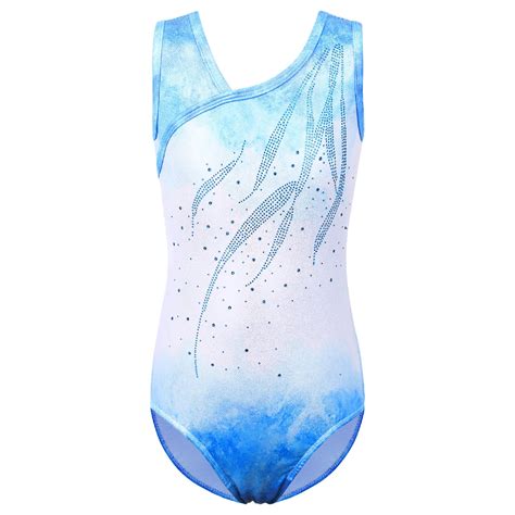 Girls Diamond Gymnastics Leotard Gradient Blue Ballet Dance Clothes