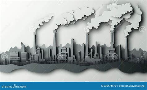 A Stylized Paper Cutout Of A Factory Skyline With Smoke Symbolizing